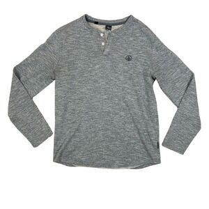 Volcom Men’s Heather Blue Gray Henley‎ Pullover Shirt - Small